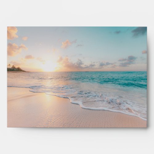  Sandy Tropical Beach with Return Address Envelope