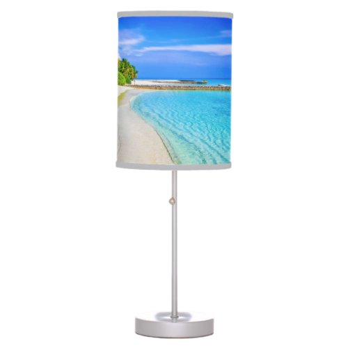 Sandy Tropical Ocean Beach Sea Sunset Table Lamp