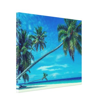 Sandy White Beach with Tropical Palm Trees Canvas Print Sandy White Beach with Tropical Palm Trees Canvas Print