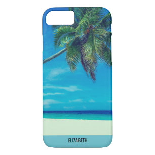 Sandy White Beach with Tropical Palm Trees iPhone 8/7 Case