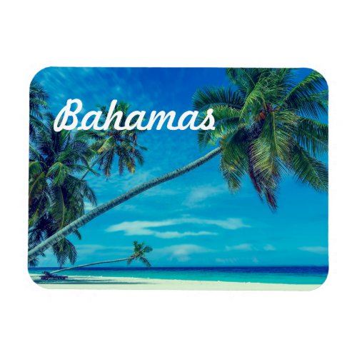 Sandy White Beach with Tropical Palms Bahamas Magnet