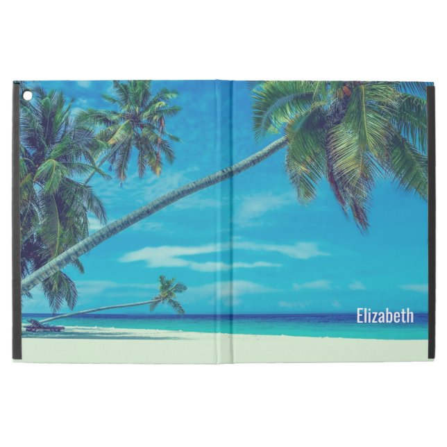 Sandy White Beach with Tropical Palms Custom iPad Pro 12.9" Case (Outside)
