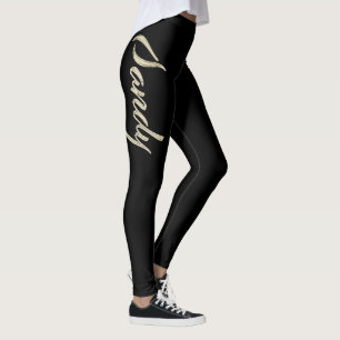 Sandy white gold handwriting hose leggings