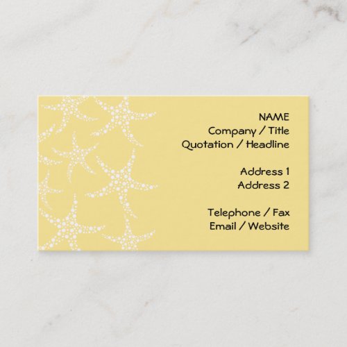 Sandy Yellow and White Starfish Pattern. Business Card Templates