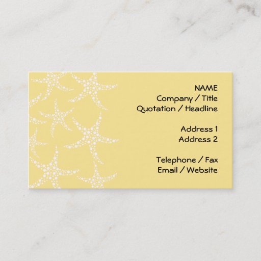 Customizable Sandy Yellow and White Starfish Pattern. Business Card Templates