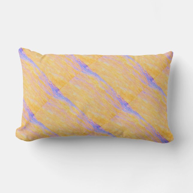 Sandy Yellow Colored Pattern Lumbar Pillow (Front)