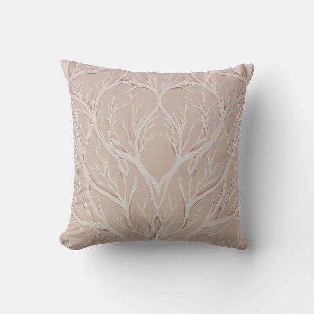 Sanftes Botanisches Baumdesign – Minimalistische N Throw Pillow (Front)