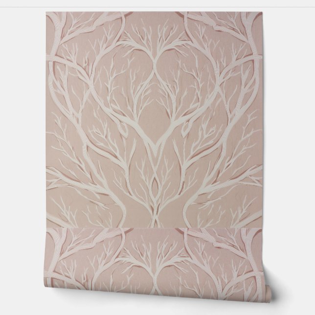 Sanftes Botanisches Baumdesign – Minimalistische N Wallpaper (Unrolling)