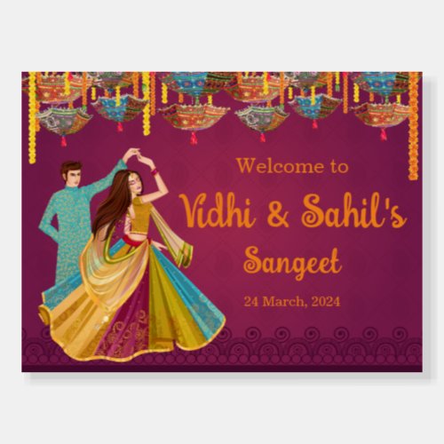 Sangeet Ceremony Digital Welcome Signage Foam Board