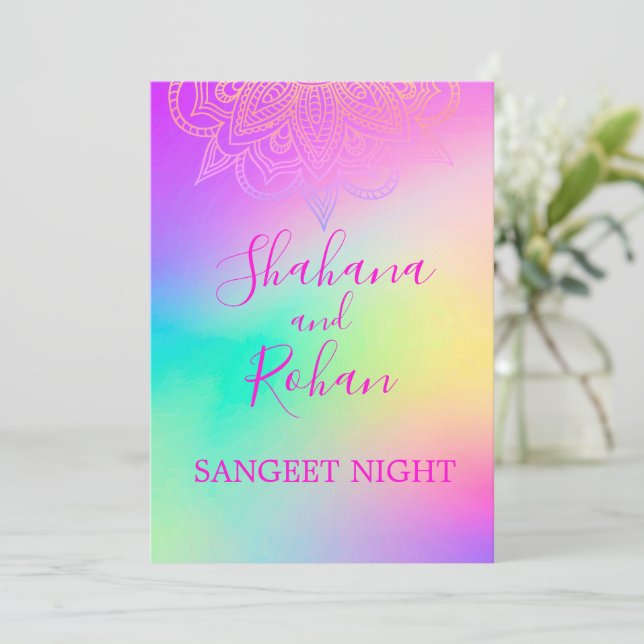 Sangeet Indian Style Colorful  Elegant  Invitation (Standing Front)