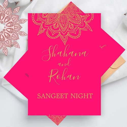 Sangeet Indian Style Pink Gold Color Elegant Invitation