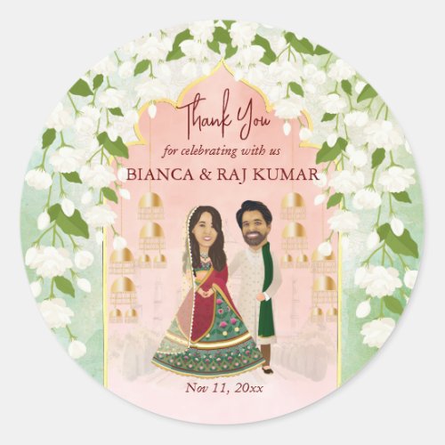 Sangeet mehndi Indian wedding personalized Classic Round Sticker