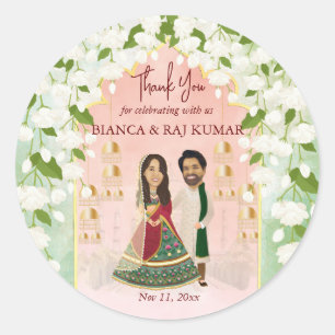 Sangeet mehndi Indian wedding personalized Classic Round Sticker