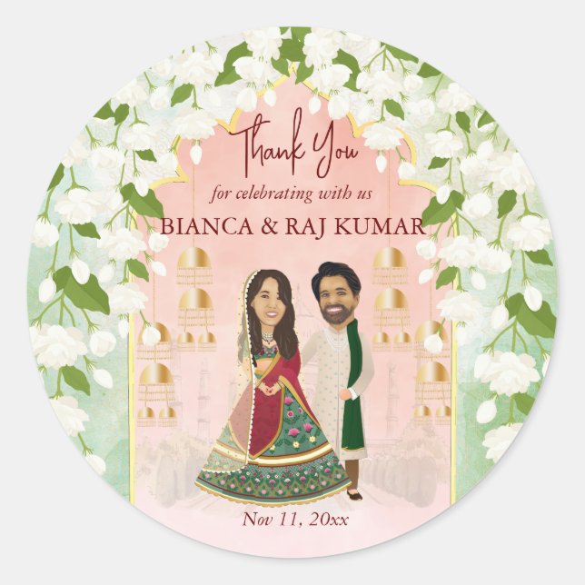 Sangeet mehndi Indian wedding personalized Classic Round Sticker (Front)