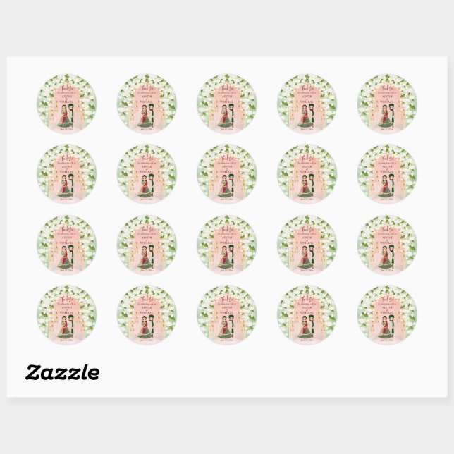 Personalised Wedding Envelope Sealing Stickers – Circle Gloss Labels For Mendhi/Invitations (Multicolour)