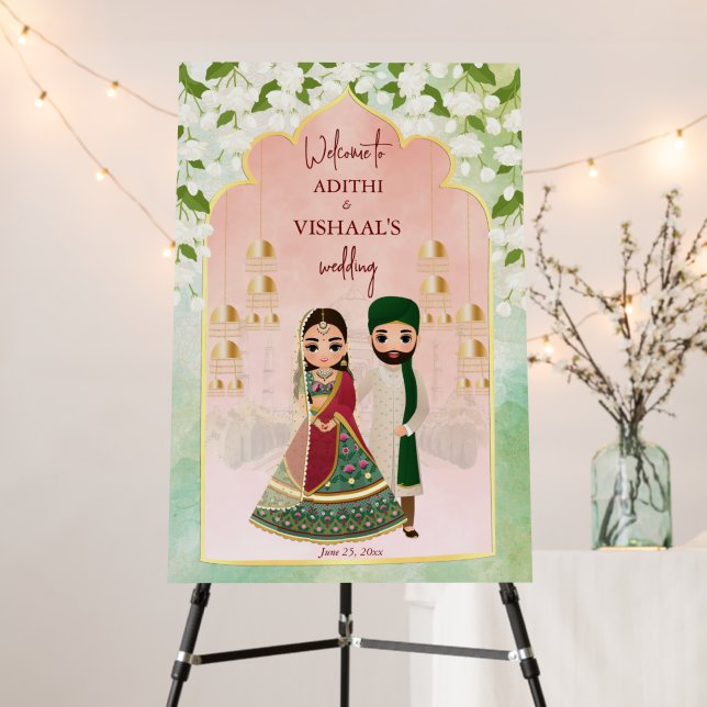 Sangeet mehndi Indian wedding welcome sign (In Situ (Stand))