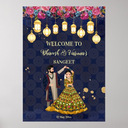 Sangeet welcome custom sign dancing Indian couple