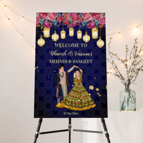 Sangeet welcome custom sign dancing Indian couple