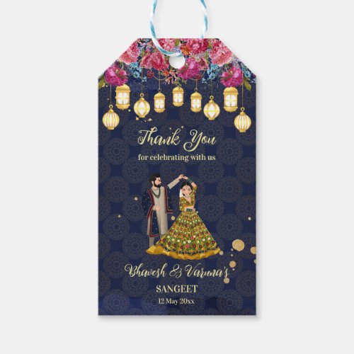 Sangeet welcome custom sign dancing Indian couple Gift Tags