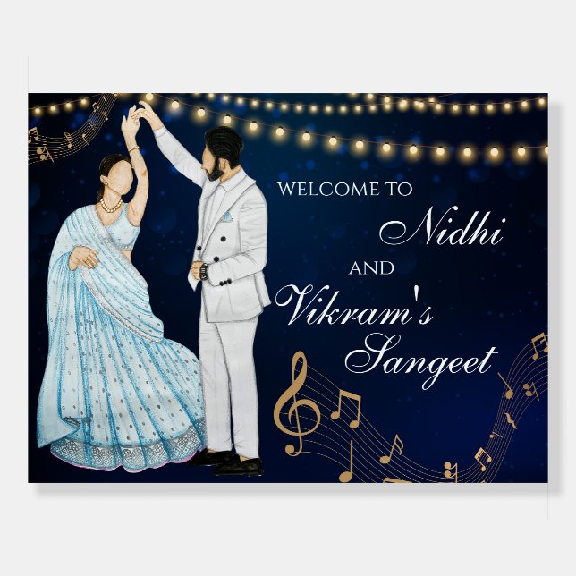 Sangeet welcome poster & Indian Sangeet signs (Front)