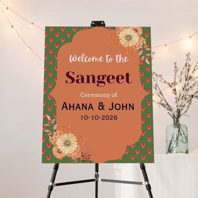 sangeet welcome sign, haldi welcome sign (In Situ (Stand))