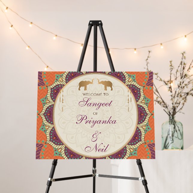 Sangeet welcome signs & Indian Sangeet poster (In Situ (Stand))