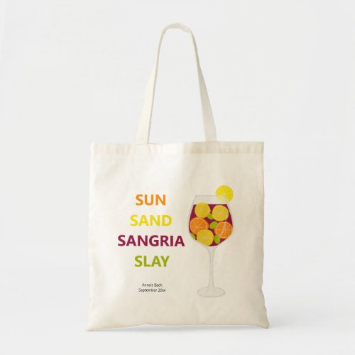 Sangria Bachelorette Party Beach Weekend Tote Bag