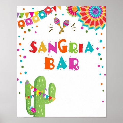 Sangria Bar Drinks Cactus Fiesta Party Table Sign