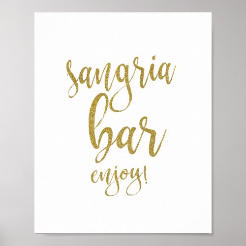 Sangria Bar Gold Glitter 8x10 Wedding Sign