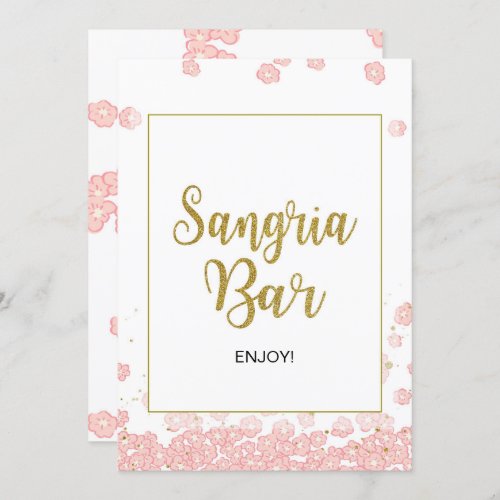 Sangria Bar Sign  Pink and Gold Bridal Shower Invitation