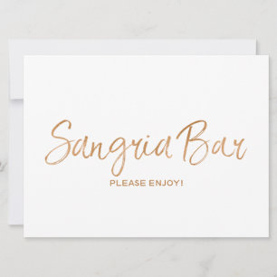 "Sangria Bar" Sign Wedding Stylish Gold Rose