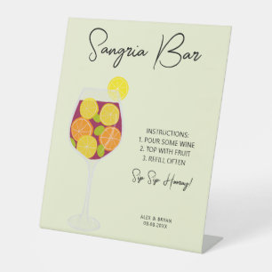 Sangria Bar Wedding, Bridal Shower, or Party Menu Pedestal Sign