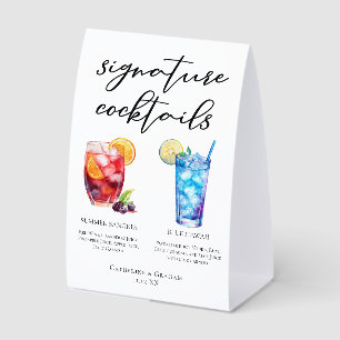 Sangria Blue Hawaii Pool Signature Cocktails Menu Paper Table Tent