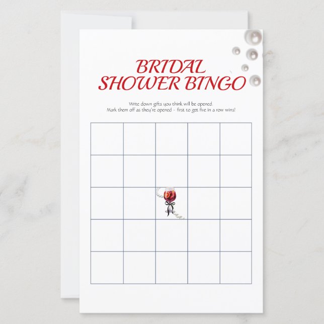 Sangria Bridal Shower Bingo game (Front)