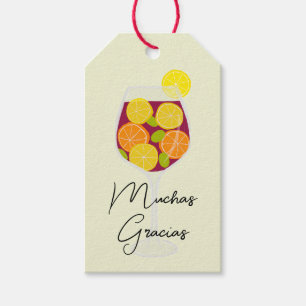 Sangria Cocktail Muchas Gracias Spanish, Spain Gift Tags