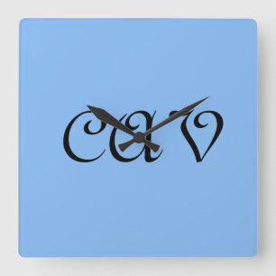 Sangria Cornflower Blue  Square Wall Clock