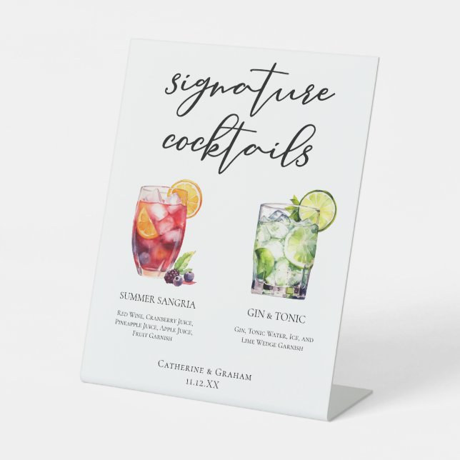 Sangria Gin & Tonic Signature Cocktails Menu Pedestal Sign (Front)