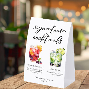 Sangria Gin & Tonic Wedding Cocktails Menu Paper Table Tent