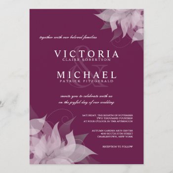 Sangria Grape Floral Wedding Invitations by deluxebridal at Zazzle