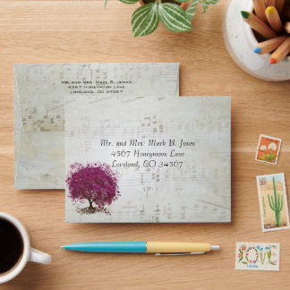 Sangria Heart Leaf Musical RSVP Envelope