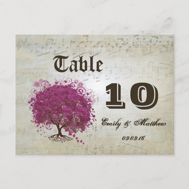 Sangria Heart Leaf Tree Table Number (Front)