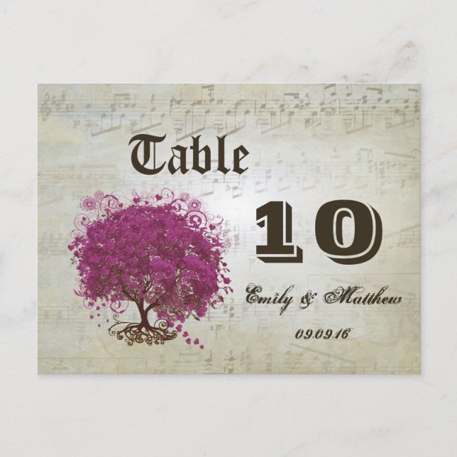 Sangria Heart Leaf Tree Table Number (Front)