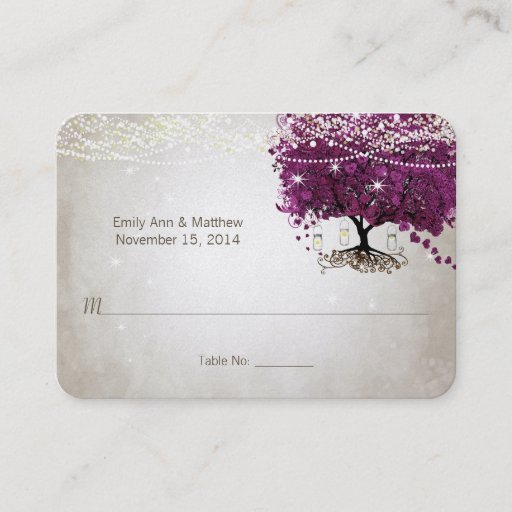Customizable Sangria Heart Leaf Tree Table Place Cards Business Card Template