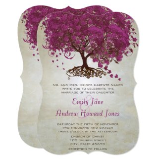 Sangria Heart Leaf Tree Wedding Invites
