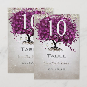 Sangria Heart Leaf Wedding Table Number