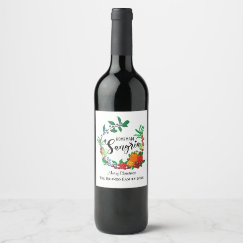 Sangria Homemade Fruit Personalized Bottle Label
