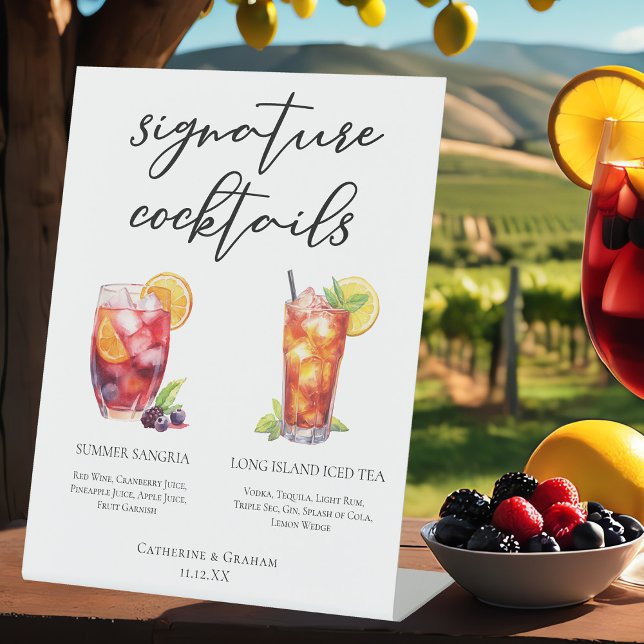 Sangria Long Island Tea Signature Cocktails Menu Pedestal Sign (Creator Uploaded)