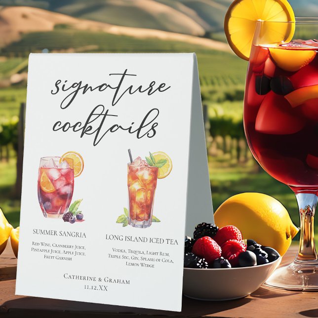 Sangria Long Island Tea Signature Cocktails Menu Table Tent (Creator Uploaded)