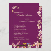 Sangria Love Birds Floral Bridal Shower Invitation (Front/Back)
