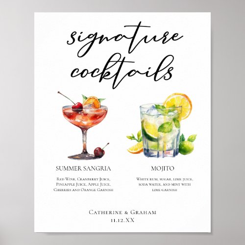 Sangria Mojito Signature Cocktails Custom Poster